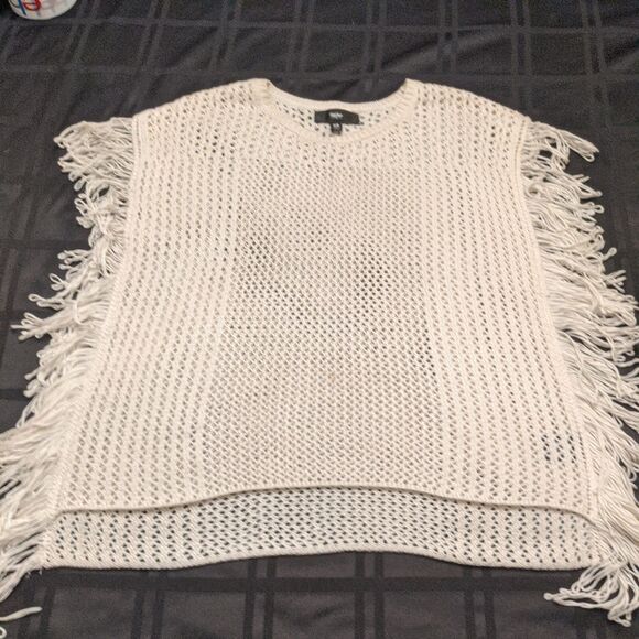 Mossimo Size XS Open Knit Sleeveless Sweater with Fringes Tank Top Cream Womens - Picture 1 of 8
